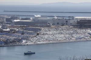 Mountains of debris from the tsunami collected in one location