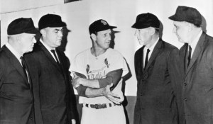 (AP) The only known picture of an active player with the umpire crew.